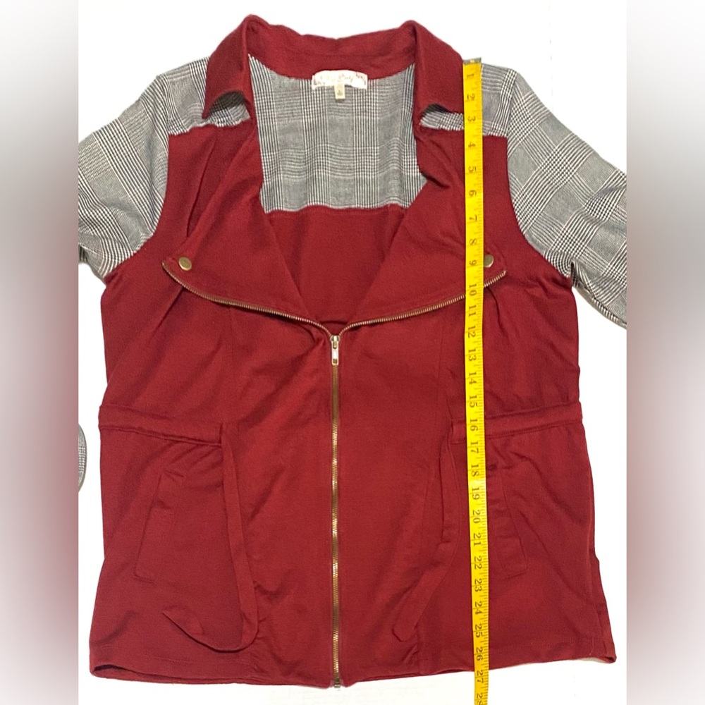Tru Self Womens L Burgundy Black Herringbone Jacket Whimsigoth Y2K Streetwear - Picture 12 of 16